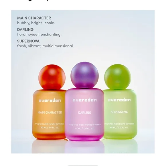 EVEREDEN FRAGRANCE 4-PIECE GIFT SET HAIR & BODY MIST, TINTED LIP OIL, VEGAN